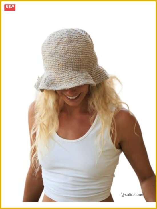 Natural Hemp Crochet Floppy Sun Hat – Foldable & Packable for Beach Travel main image 6